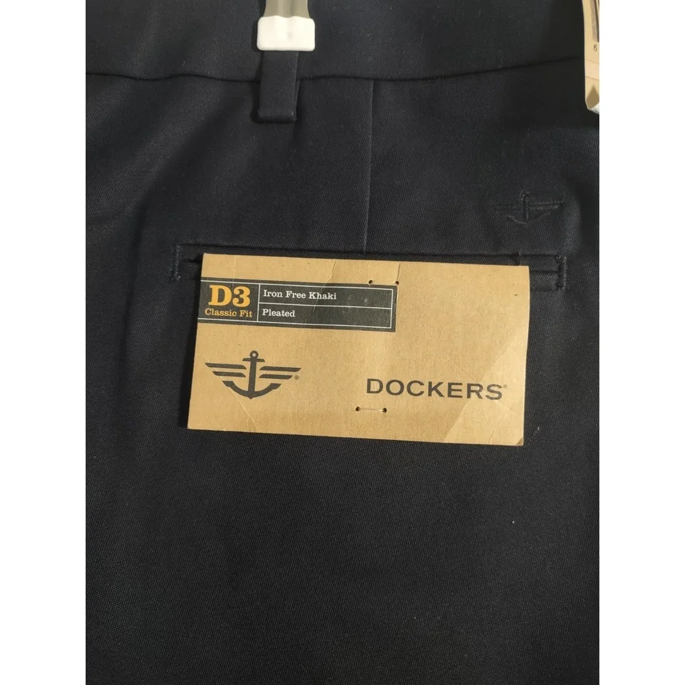 Dockers D3 Classic Fit Pleated Dress Pants Men's 42x30 Navy Blue NWT